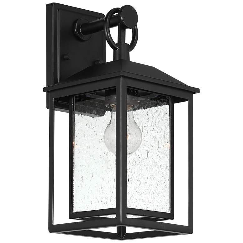 Image 6 John Timberland Califa 15 1/4" Black Textured Glass Outdoor Wall Light more views