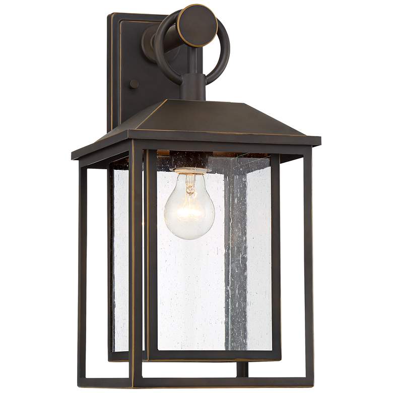 Image 2 John Timberland Califa 18" Bronze Textured Glass Outdoor Wall Light