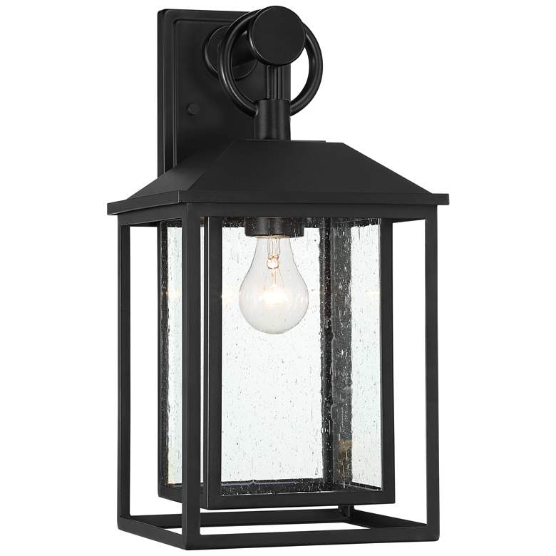Image 2 John Timberland Califa 18" High Black Seedy Glass Outdoor Wall Light