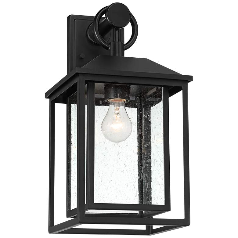 Image 5 John Timberland Califa 18" High Black Seedy Glass Outdoor Wall Light more views