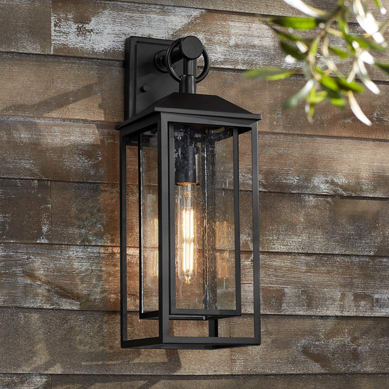Image 1 John Timberland Califa 20" High Black and Clear Glass Outdoor Light