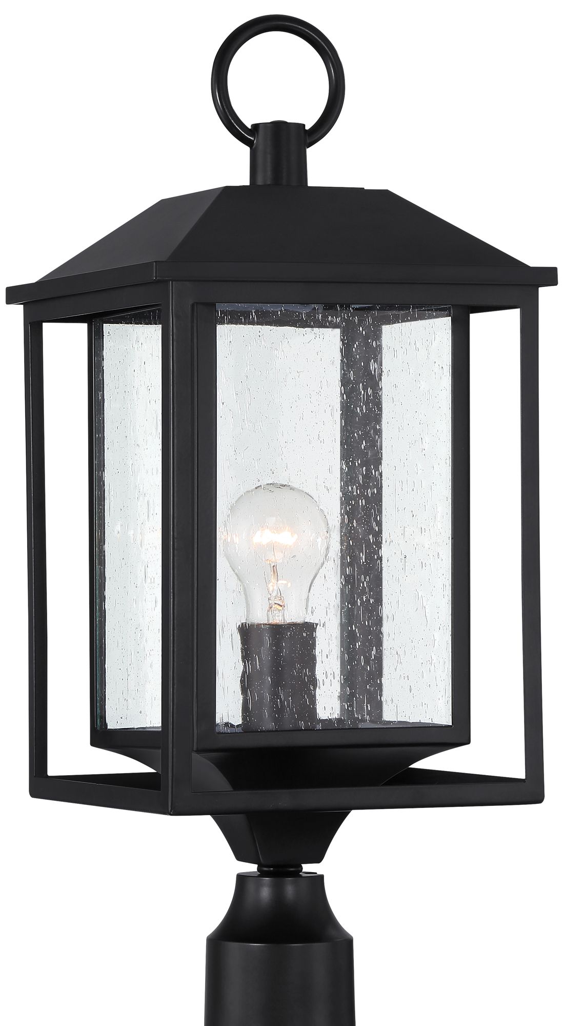 Image 3 John Timberland Califa 21 3/4" Black and Seeded Glass Pier Mount Light more views