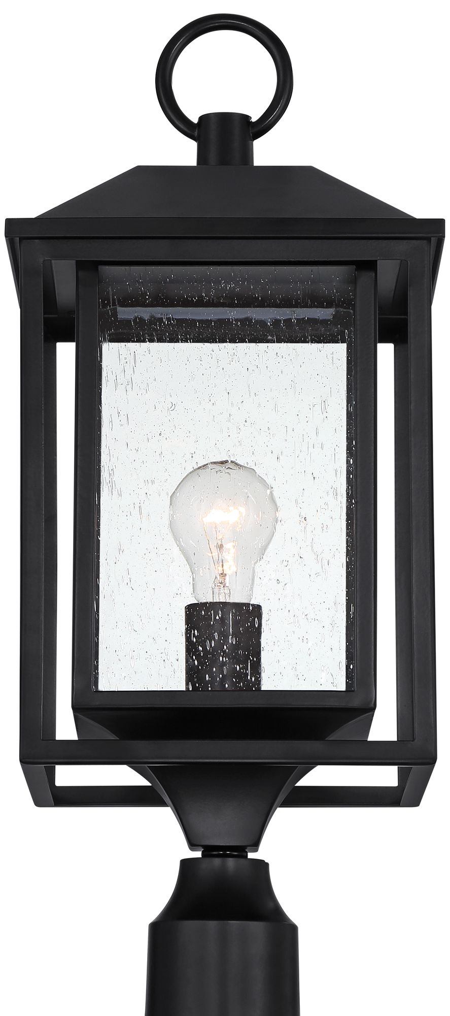 Image 4 John Timberland Califa 21 3/4" Black and Seeded Glass Pier Mount Light more views