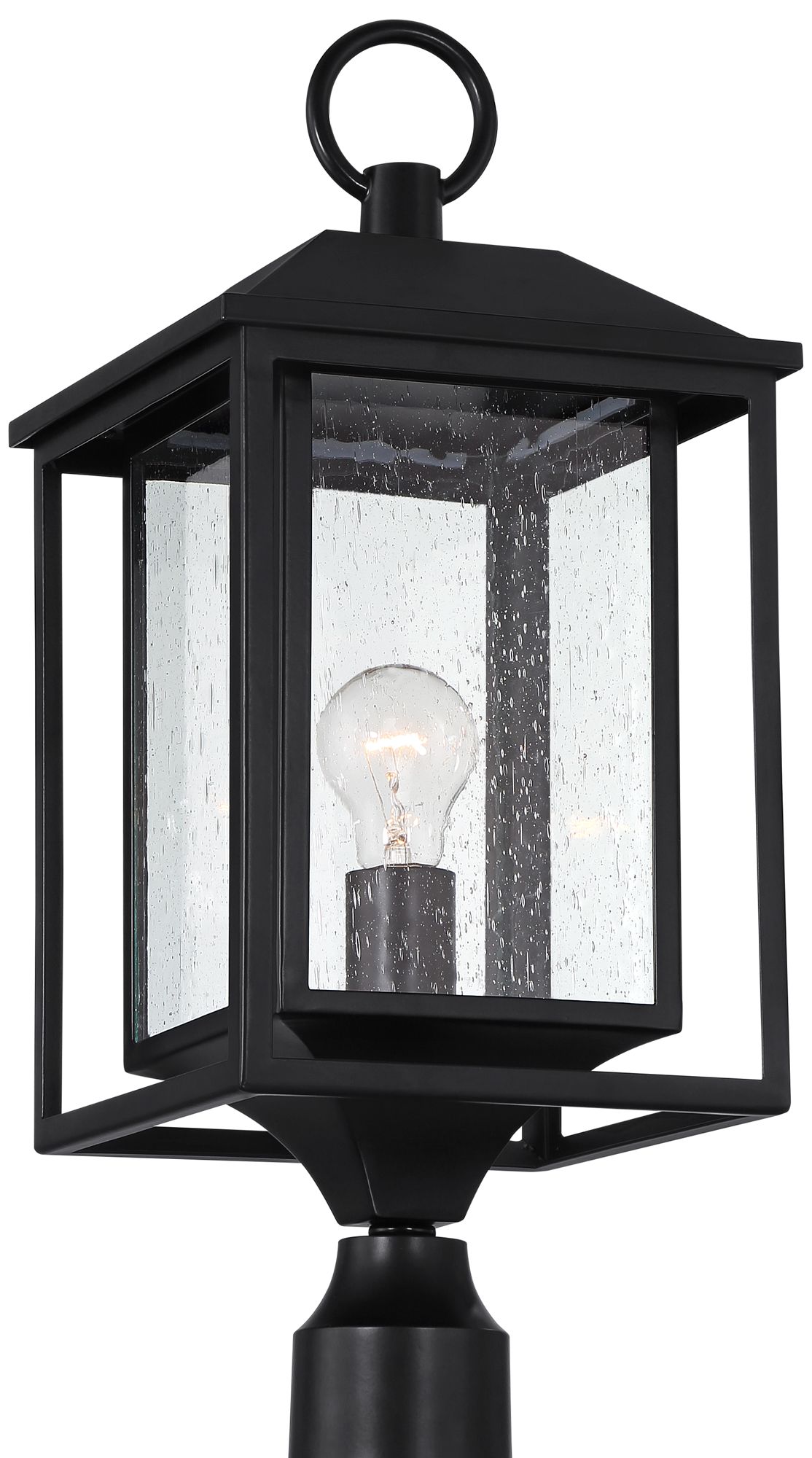 Image 5 John Timberland Califa 21 3/4" Black and Seeded Glass Pier Mount Light more views