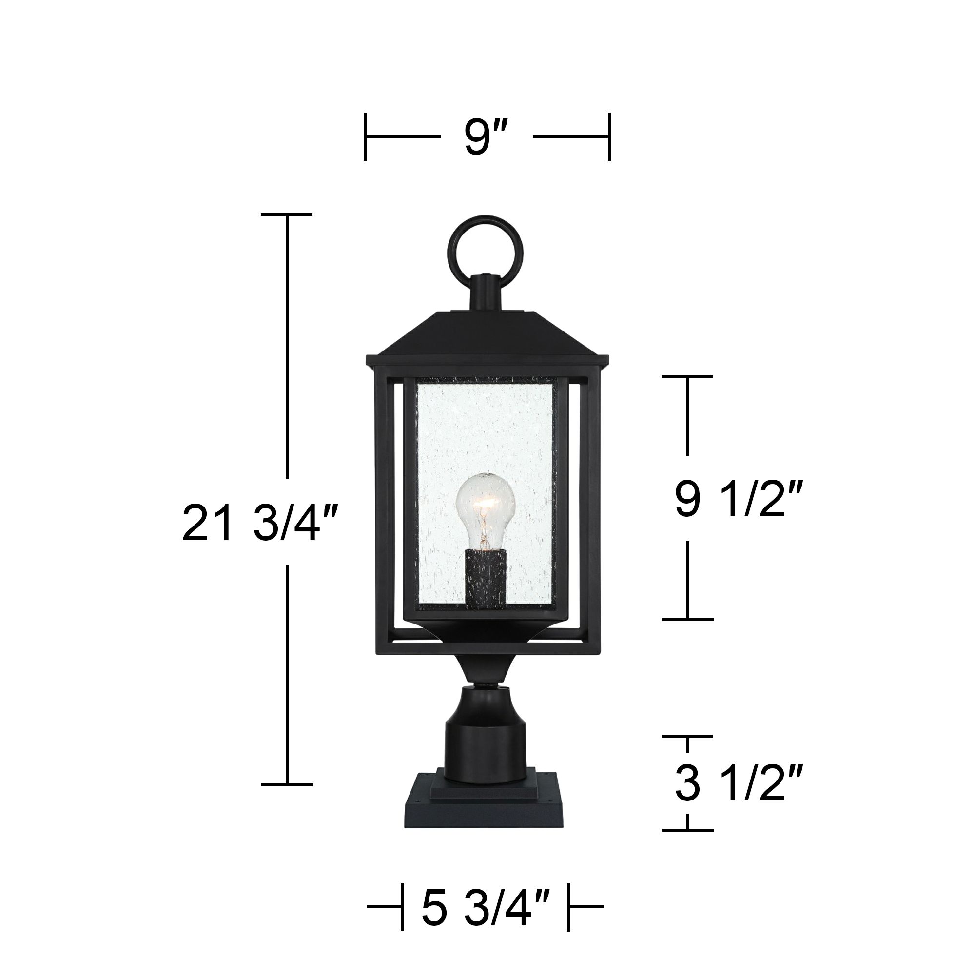 John Timberland Califa 21 3/4" Black and Seeded Glass Pier Mount Light