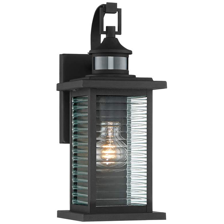 Image 2 John Timberland Cameron 13 3/4" Black Motion Sensor Outdoor Wall Light
