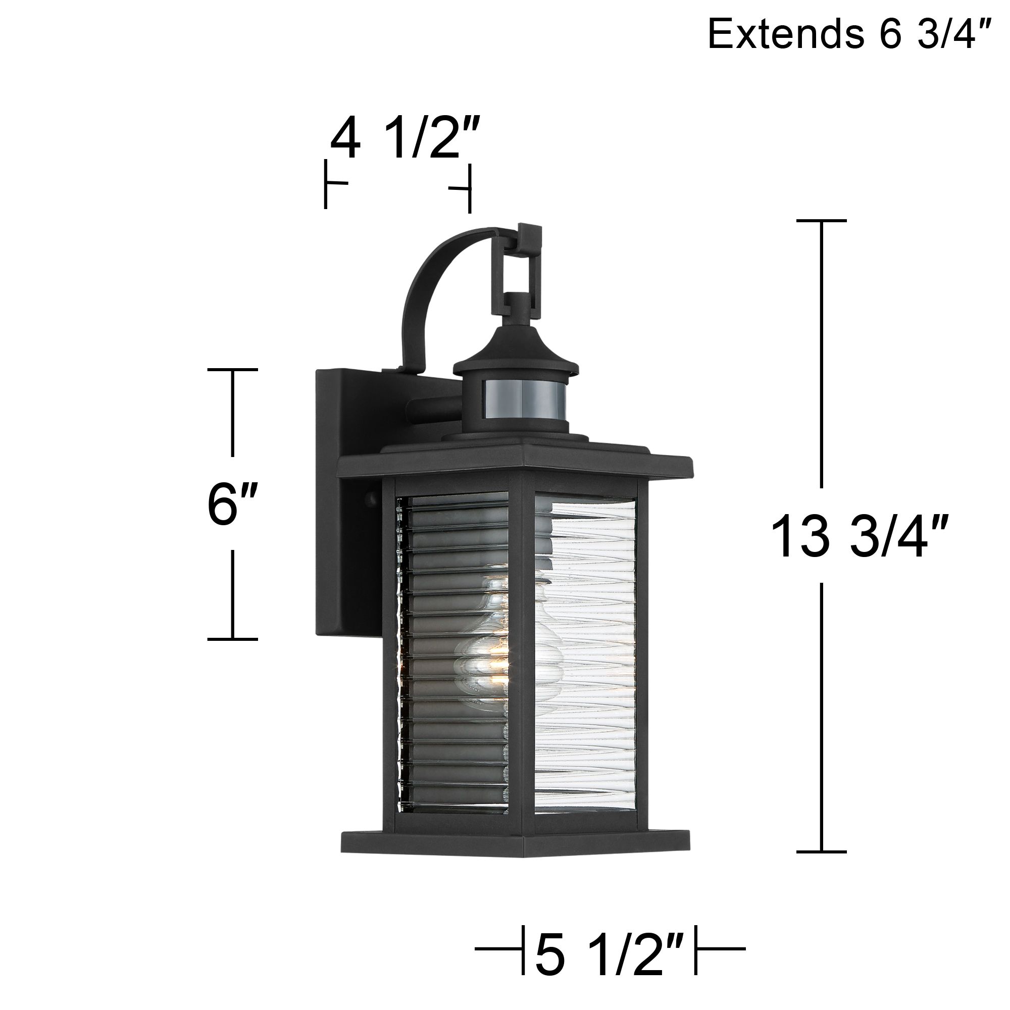 John Timberland Cameron 13 3/4" Black Motion Sensor Outdoor Wall Light