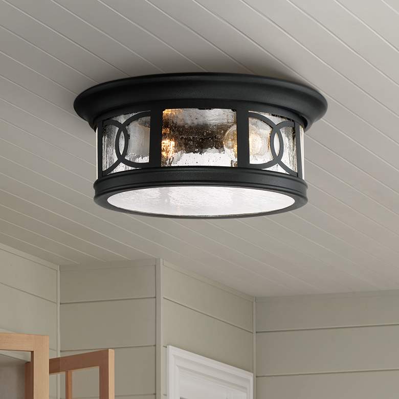 Image 1 John Timberland Capistrano 12 inch Black 2-Light Outdoor Ceiling Light