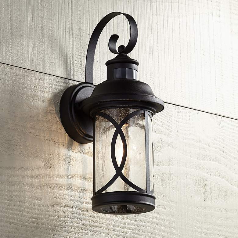 Image 1 John Timberland Capistrano 15 3/4" Black Motion Sensor Outdoor Light