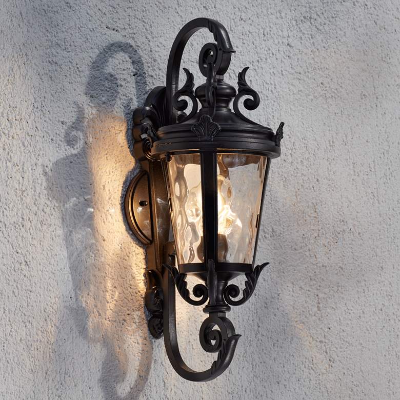 Image 2 John Timberland Casa Marseille 19 inch Black Scroll Outdoor Wall Light