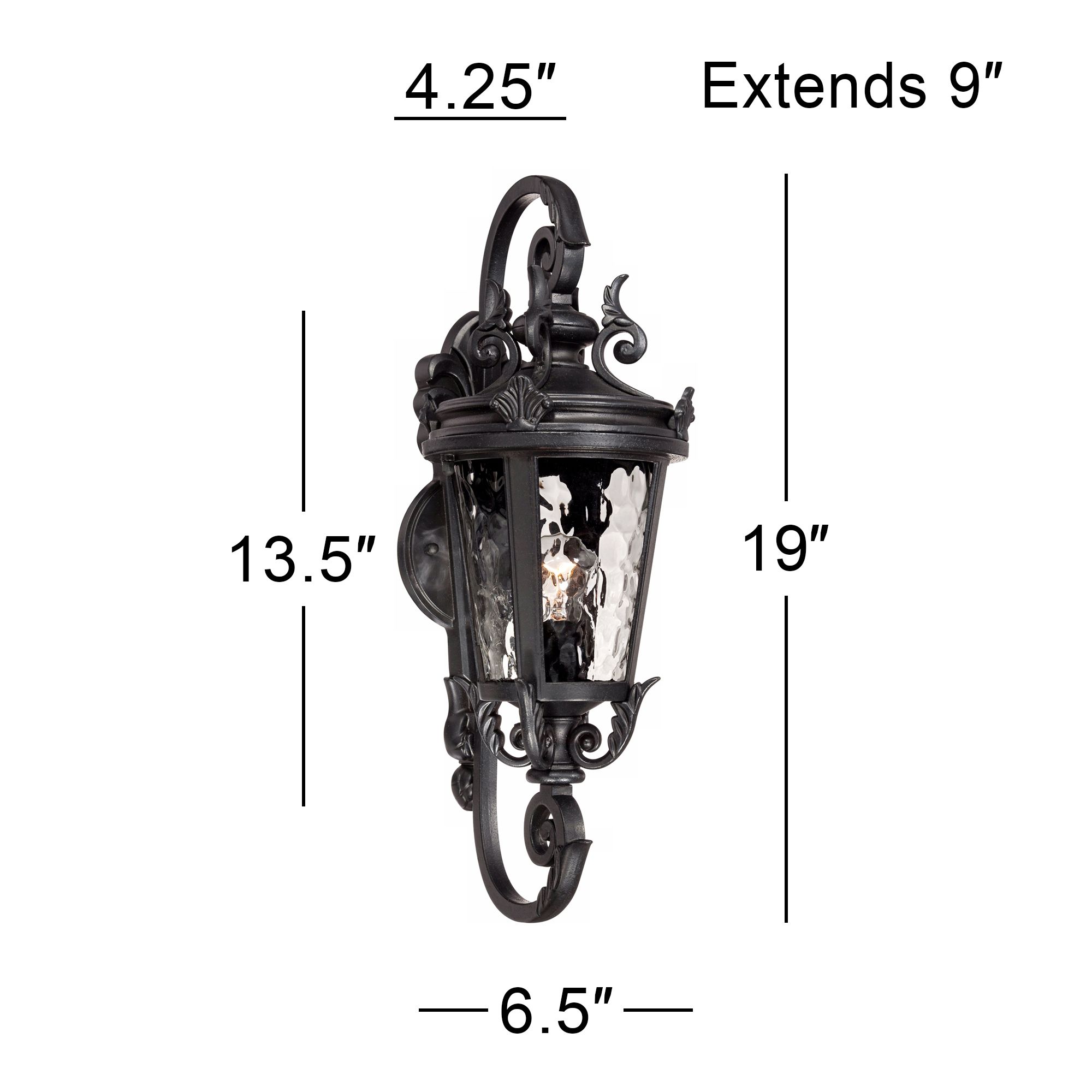 John Timberland Casa Marseille 19" Black Scroll Outdoor Wall Light in scene