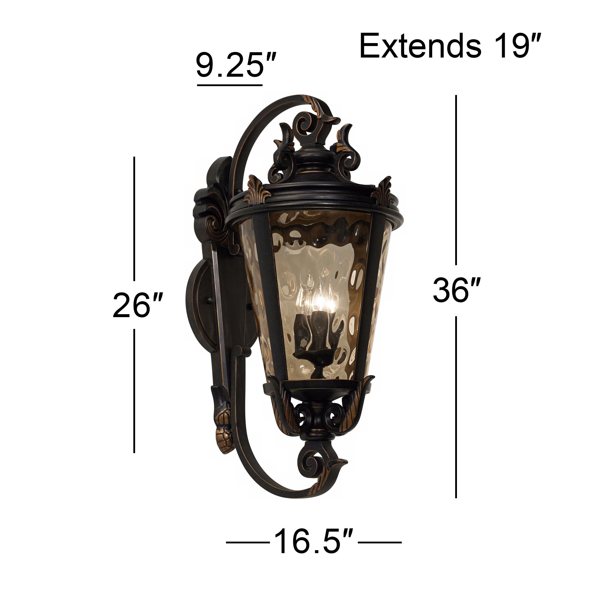 John Timberland Casa Marseille 36" High Scroll Arm Outdoor Wall Light in scene