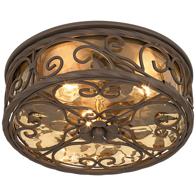 Image 2 John Timberland Casa Seville 12" Walnut Indoor-Outdoor Ceiling Light