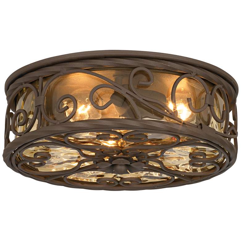 Image 5 John Timberland Casa Seville 12" Walnut Indoor-Outdoor Ceiling Light more views