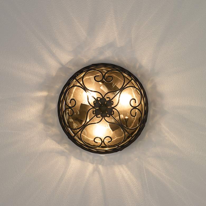 Image 6 John Timberland Casa Seville 12" Walnut Indoor-Outdoor Ceiling Light more views