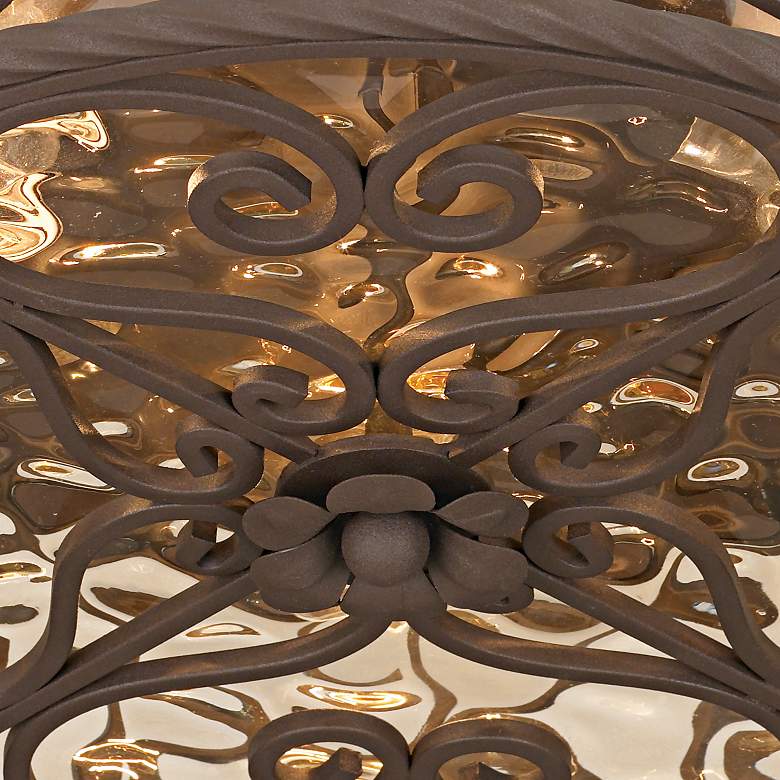 Image 4 John Timberland Casa Seville 15" Walnut Scroll Ceiling Light more views