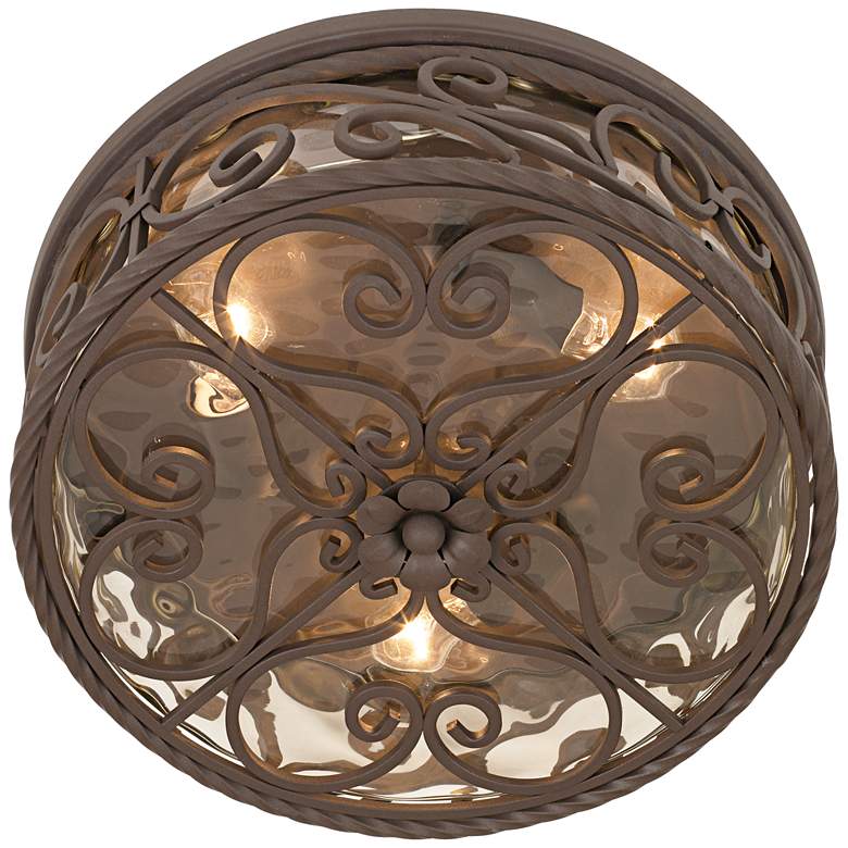 Image 5 John Timberland Casa Seville 15" Walnut Scroll Ceiling Light more views