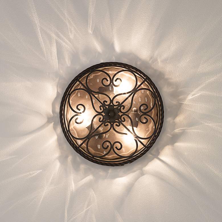 Image 6 John Timberland Casa Seville 15" Walnut Scroll Ceiling Light more views