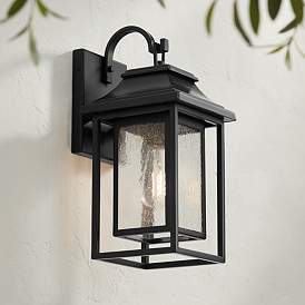 Image1 of John Timberland Cecile 15 1/4" Black Box Lantern Outdoor Wall Light