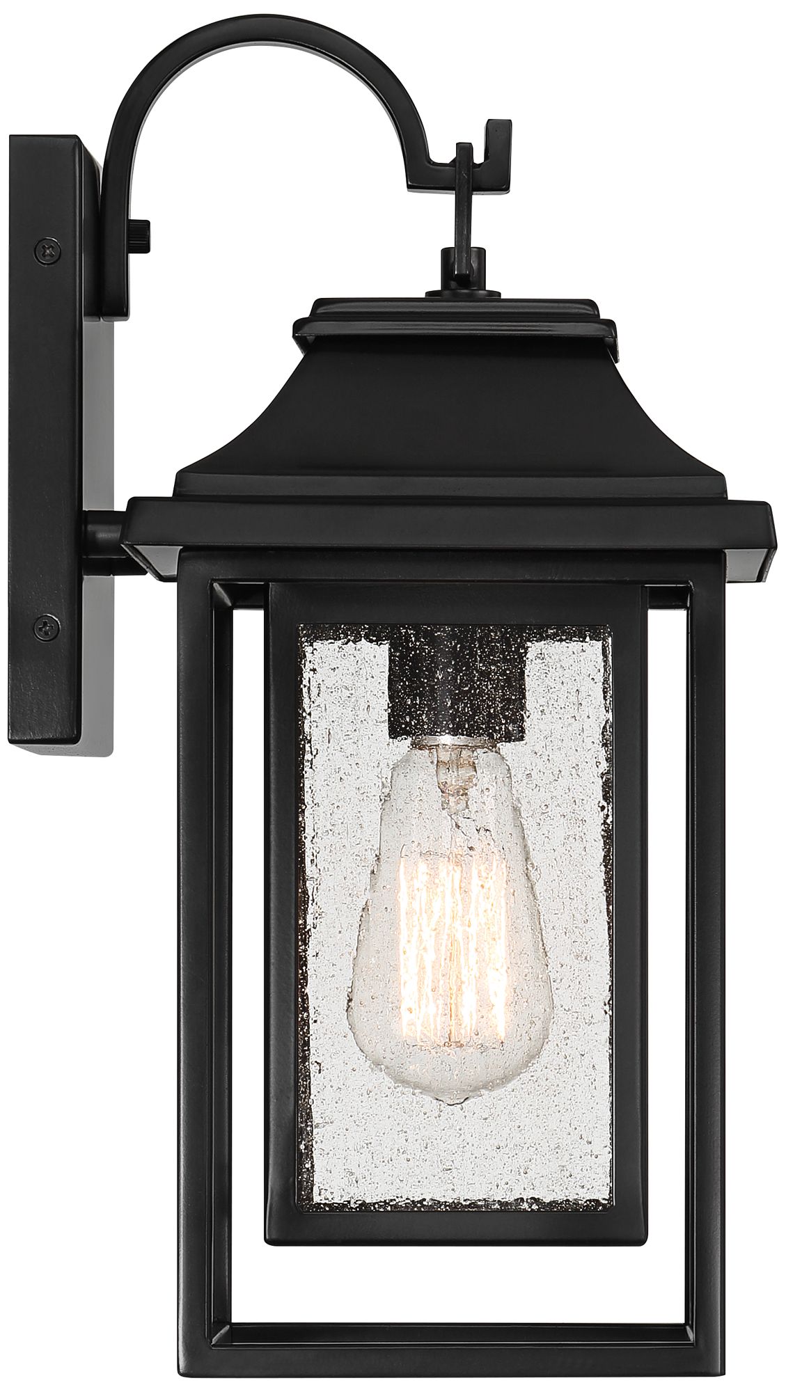 John Timberland Cecile 15 1/4" Black Box Lantern Outdoor Wall Light