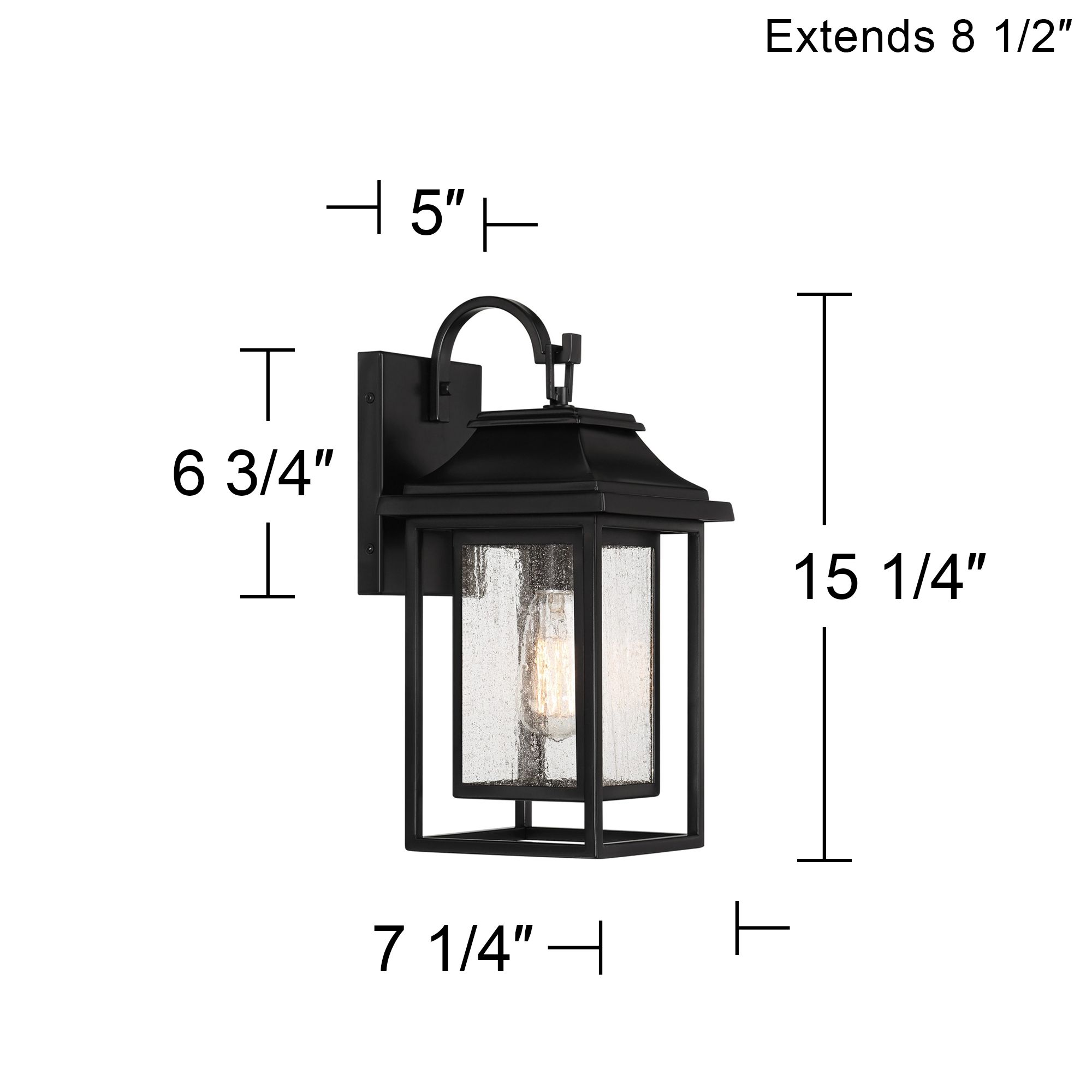 John Timberland Cecile 15 1/4" Black Box Lantern Outdoor Wall Light
