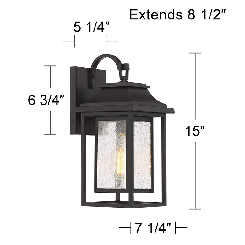 Image 7 John Timberland Cecile 15" Bronze Box Lantern Outdoor Wall Light more views