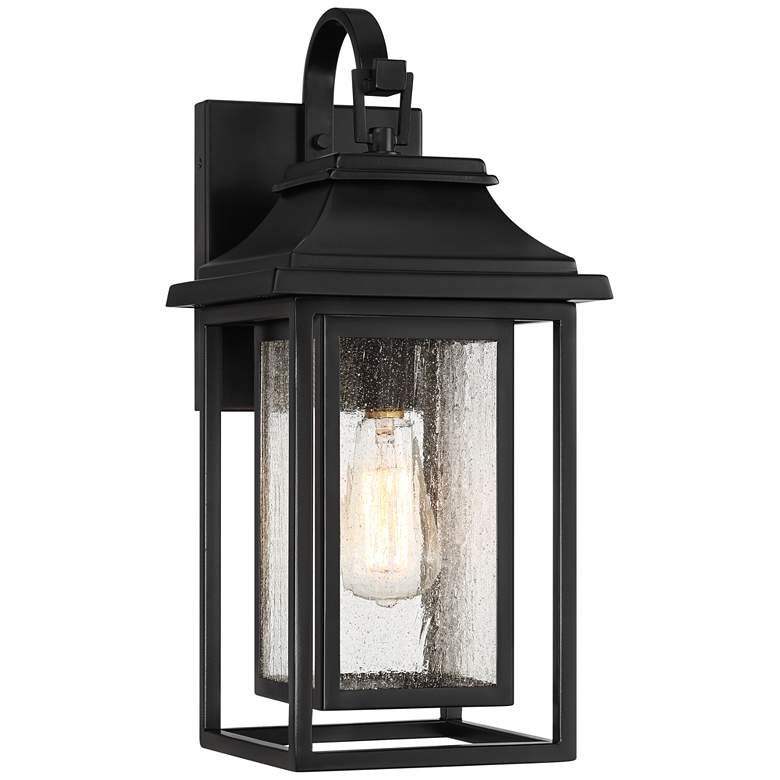 Image 2 John Timberland Cecile 18 1/4" Black and Seeded Glass Outdoor Lantern
