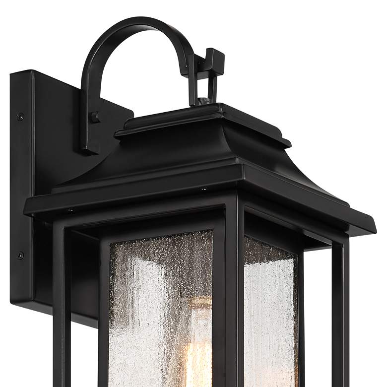 Image 3 John Timberland Cecile 18 1/4" Black and Seeded Glass Outdoor Lantern more views
