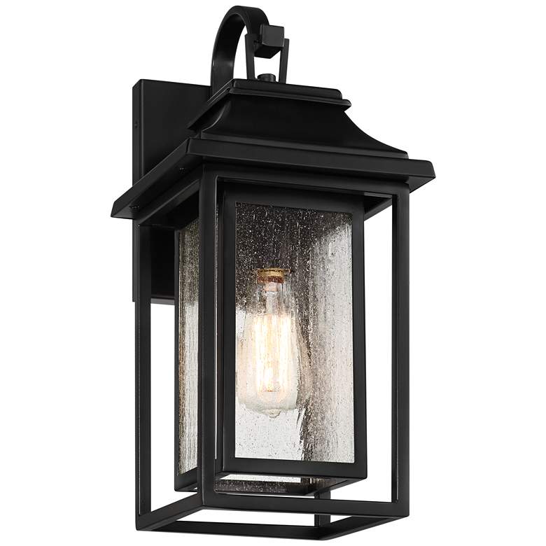 Image 5 John Timberland Cecile 18 1/4" Black and Seeded Glass Outdoor Lantern more views