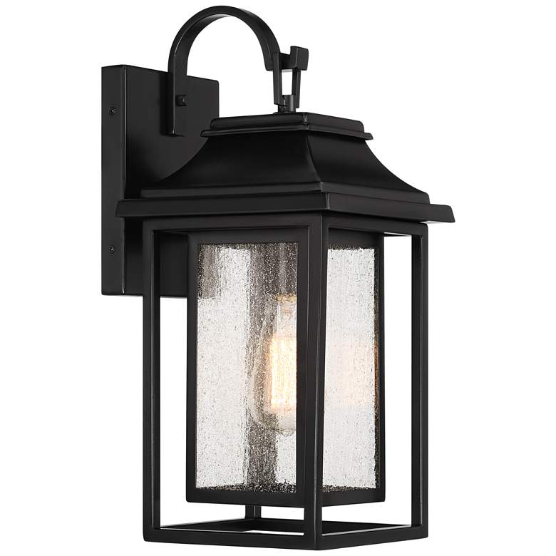 Image 6 John Timberland Cecile 18 1/4" Black and Seeded Glass Outdoor Lantern more views