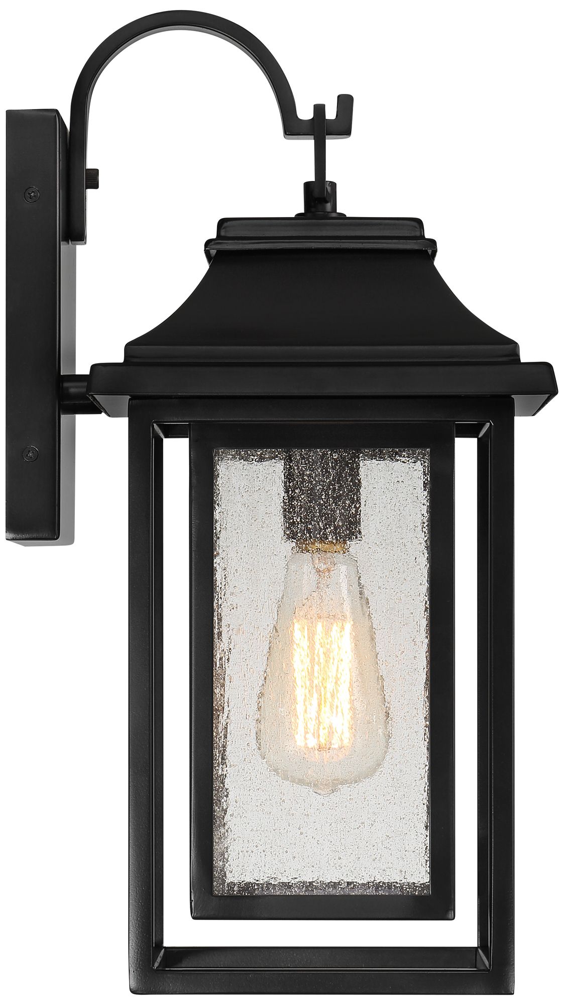 John Timberland Cecile 18 1/4" Black and Seeded Glass Outdoor Lantern in scene