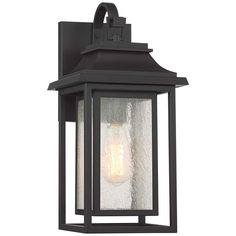 Image 2 John Timberland Cecile 18 1/4" Bronze Lantern Box Outdoor Wall Light