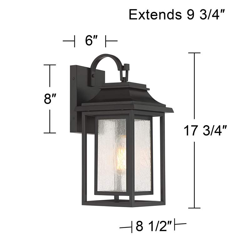 Image 7 John Timberland Cecile 18 1/4" Bronze Lantern Box Outdoor Wall Light more views