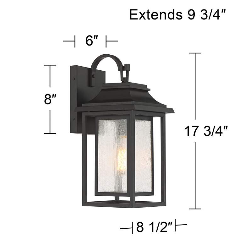 Image 7 John Timberland Cecile 18 1/4 inch Bronze Lantern Box Outdoor Wall Light more views