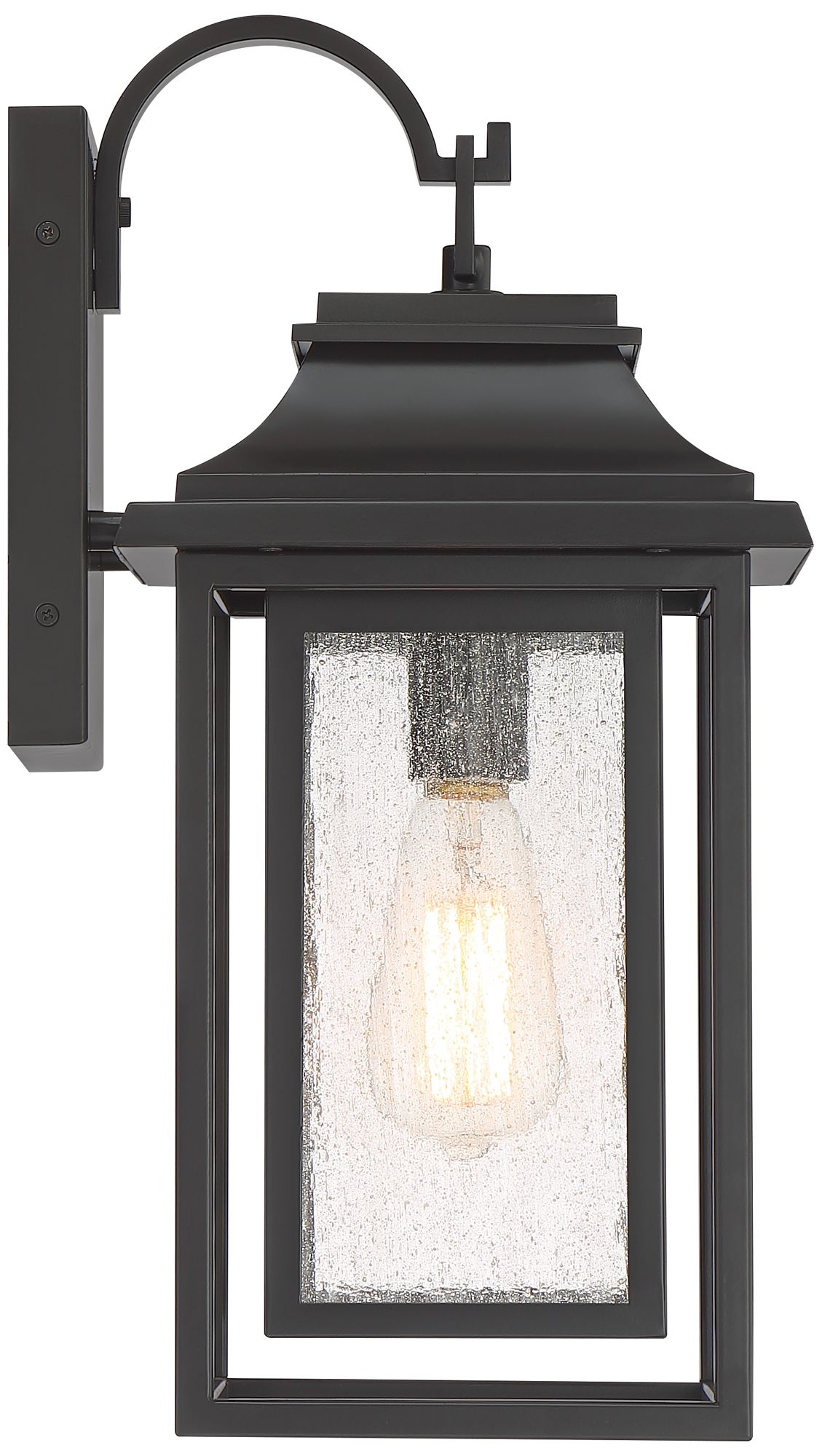 John Timberland Cecile 18 1/4" Bronze Lantern Box Outdoor Wall Light in scene