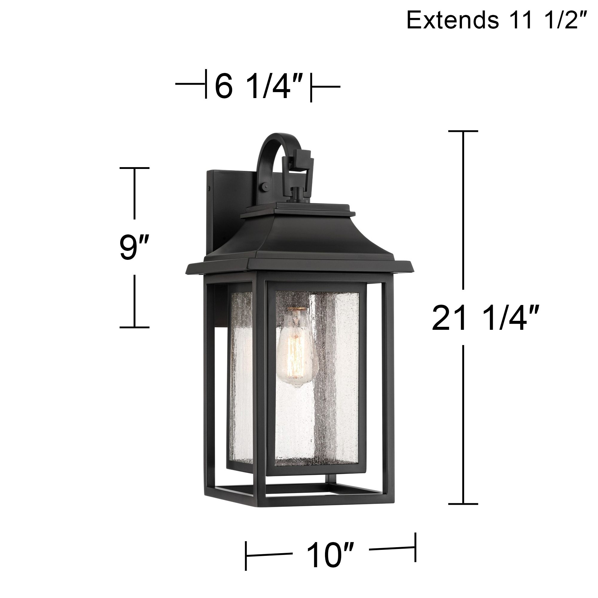 John Timberland Cecile 21 1/4" Black Box Lantern Outdoor Wall Light in scene