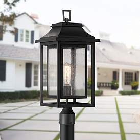 Image1 of John Timberland Cecile 23 1/4" Black Box Lantern Outdoor Post Mount