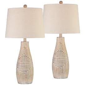 Image2 of John Timberland Chico Light Wood Finish Table Lamps Set of 2