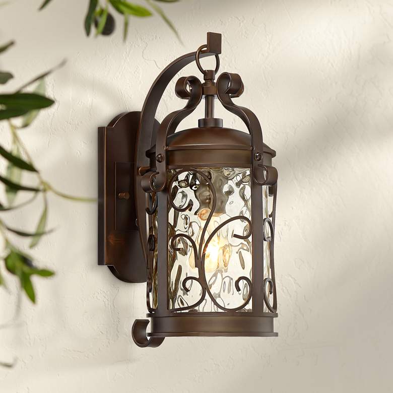 Image 1 John Timberland Conway 17 1/2" Bronze Scroll Outdoor Wall Light