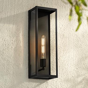 John Timberland Cornell 18" High Sand Black Box Outdoor Wall Light