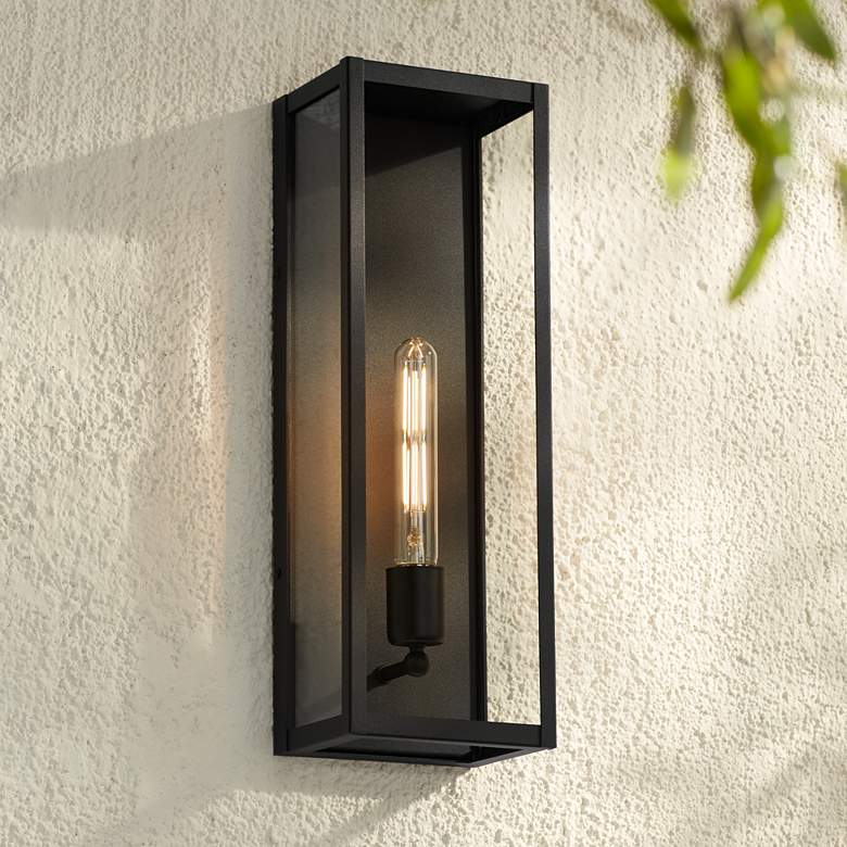 Image 1 John Timberland Cornell 18" High Sand Black Box Outdoor Wall Light