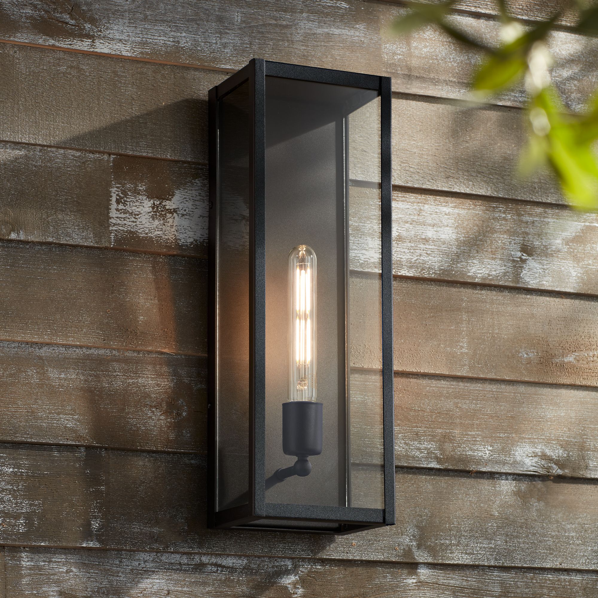John Timberland Cornell 18" High Sand Black Box Outdoor Wall Light