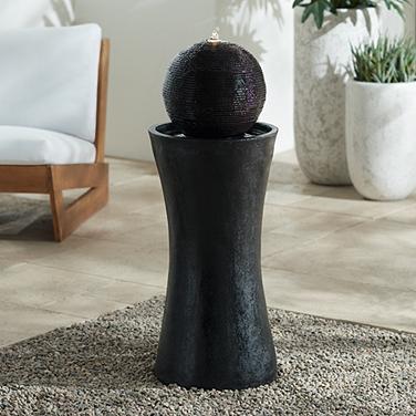 John Timberland Dark Sphere 35 1/2" High LED Pillar Bubbler Fountain