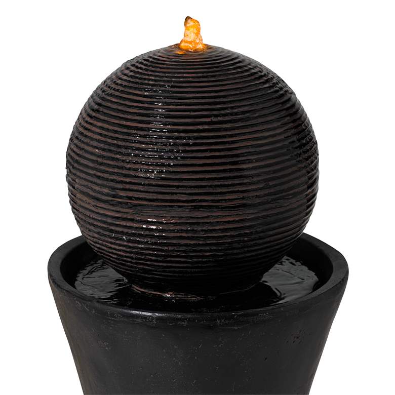 Image 4 John Timberland Dark Sphere 35 1/2" High LED Pillar Bubbler Fountain more views