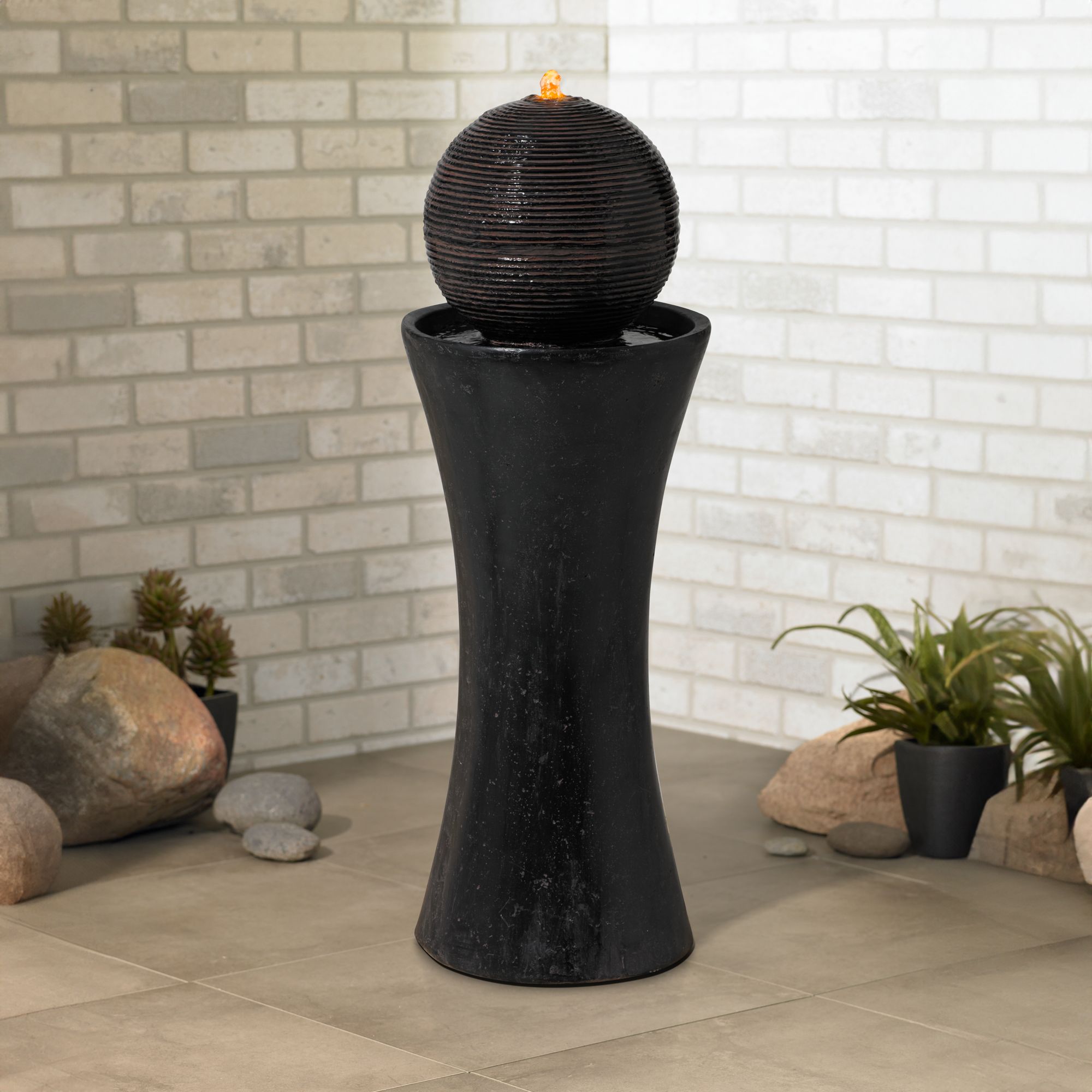 Watch A Video About the Dark Sphere LED Pillar Bubbler Fountain