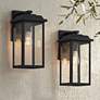 1_John Timberland Eastcrest 15 1/4" Black Outdoor Lights Set of 2