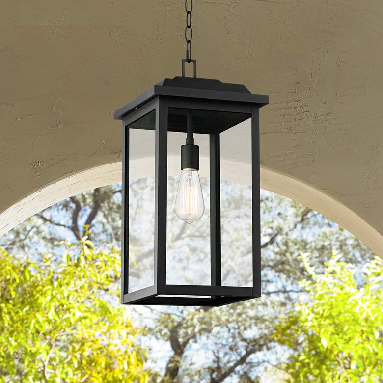 Image 1 John Timberland Eastcrest 20 1/2" Textured Black Outdoor Hanging Light