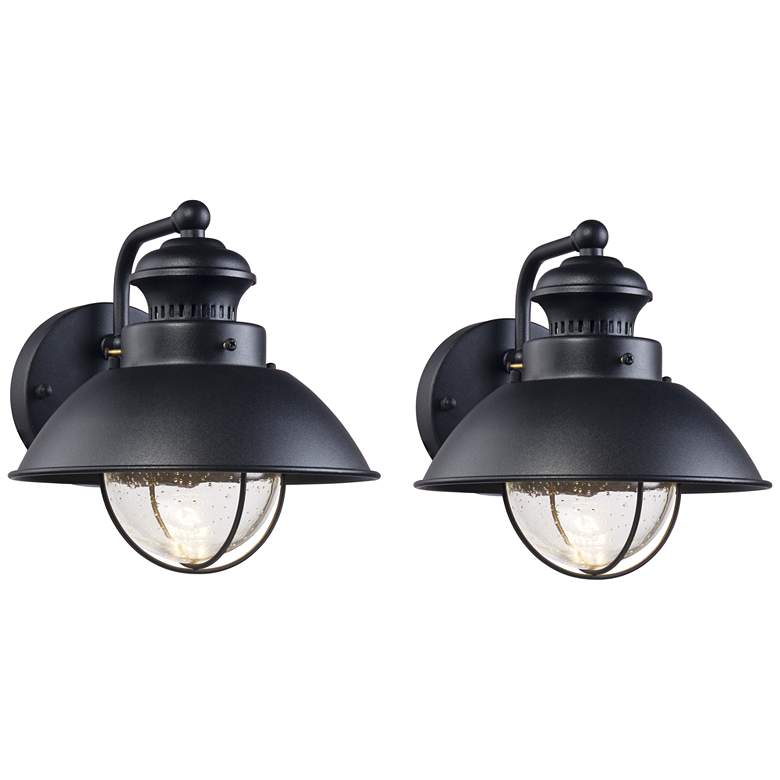 Image 2 John Timberland Fordham 8" High Black LED Outdoor Wall Light Set of 2