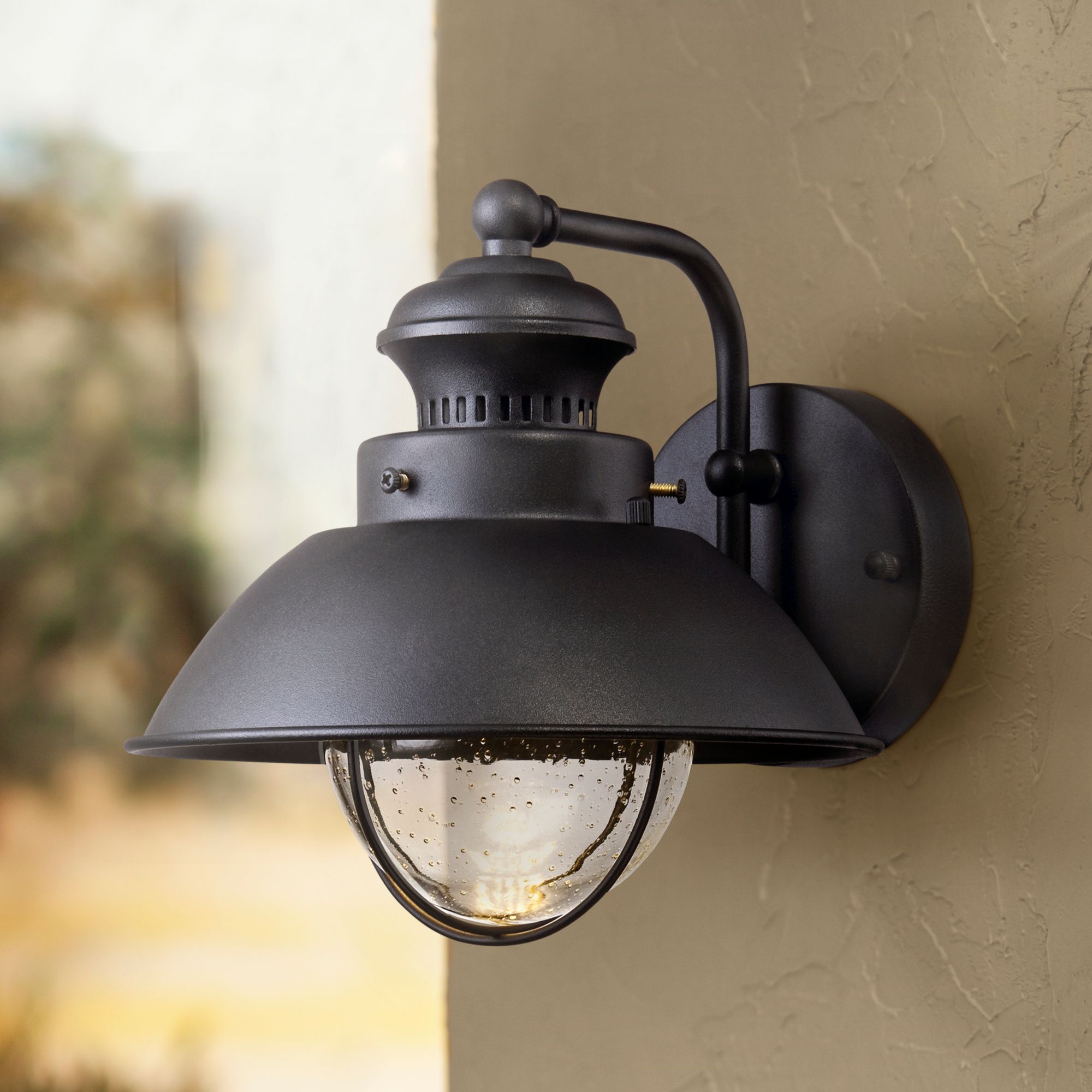John Timberland Fordham 8" High Black LED Outdoor Wall Light Set of 2
