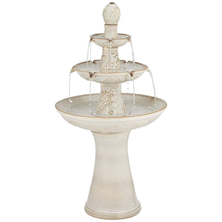 Image 2 John Timberland Formentera 45" Ceramic 3-Tier LED Outdoor Fountain